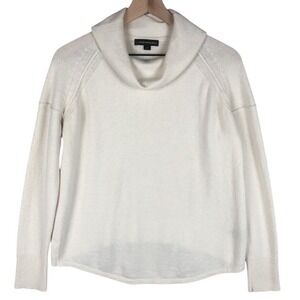 CATHERINE MALANDRINO Wool Cashmere Cowl Neck Sweater Sz S Ivory Designer L/S